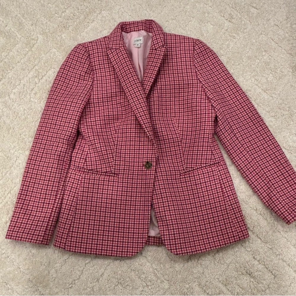 Women's Pink Houndstooth Blazer J.Crew size 8
